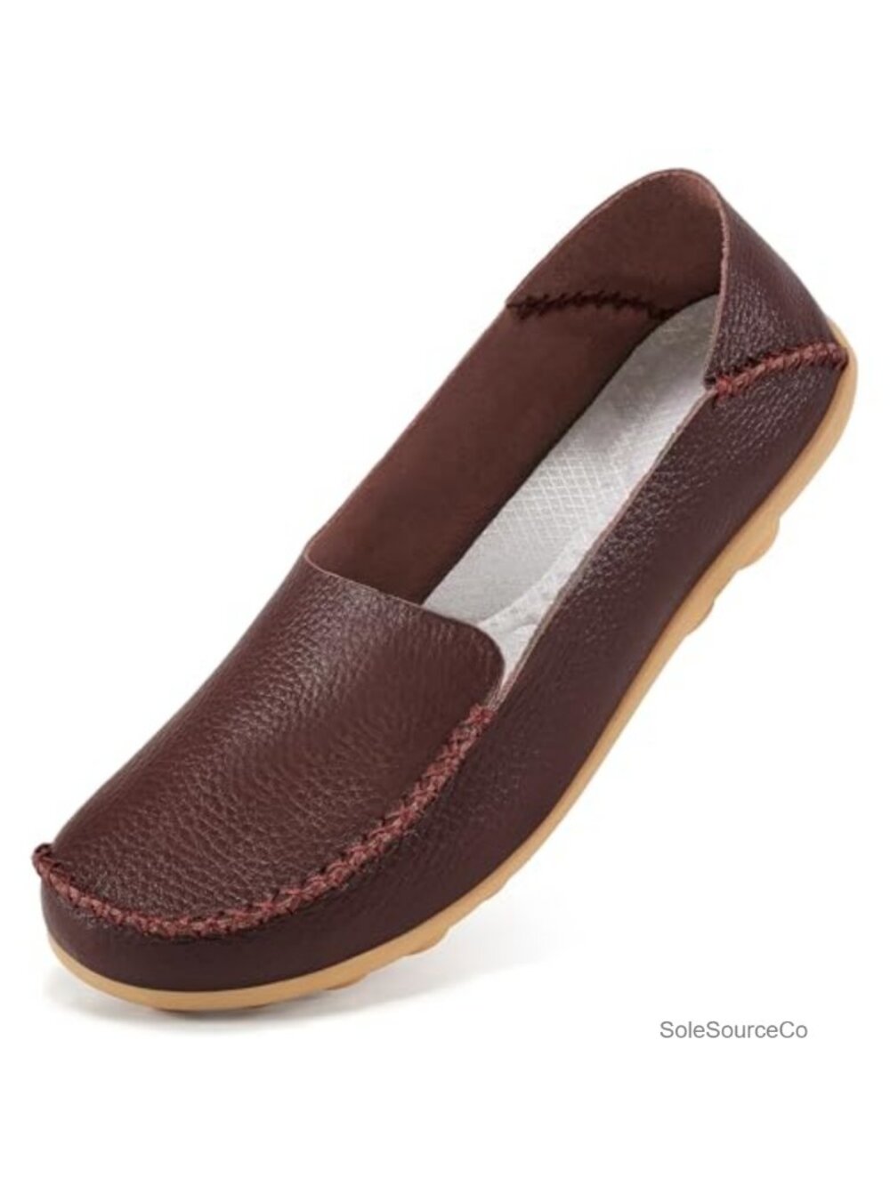 Faux Leather Loafers Slip-On Walking Flats Foldable Heel Cushioned
